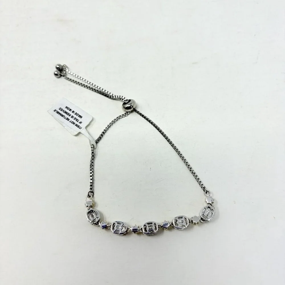 Shop‎ LC KARIS Collection White Topaz Brass Bolo Bracelet Adjustable 5103